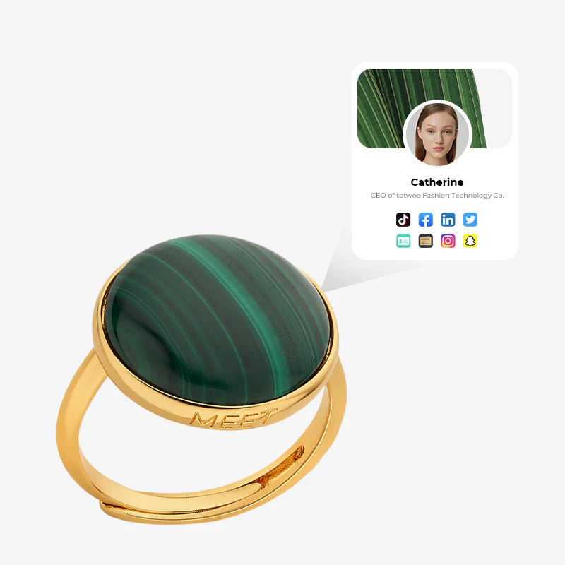 Totwoo MEET Malachite Smart Ring (18K Gold plated Silver)