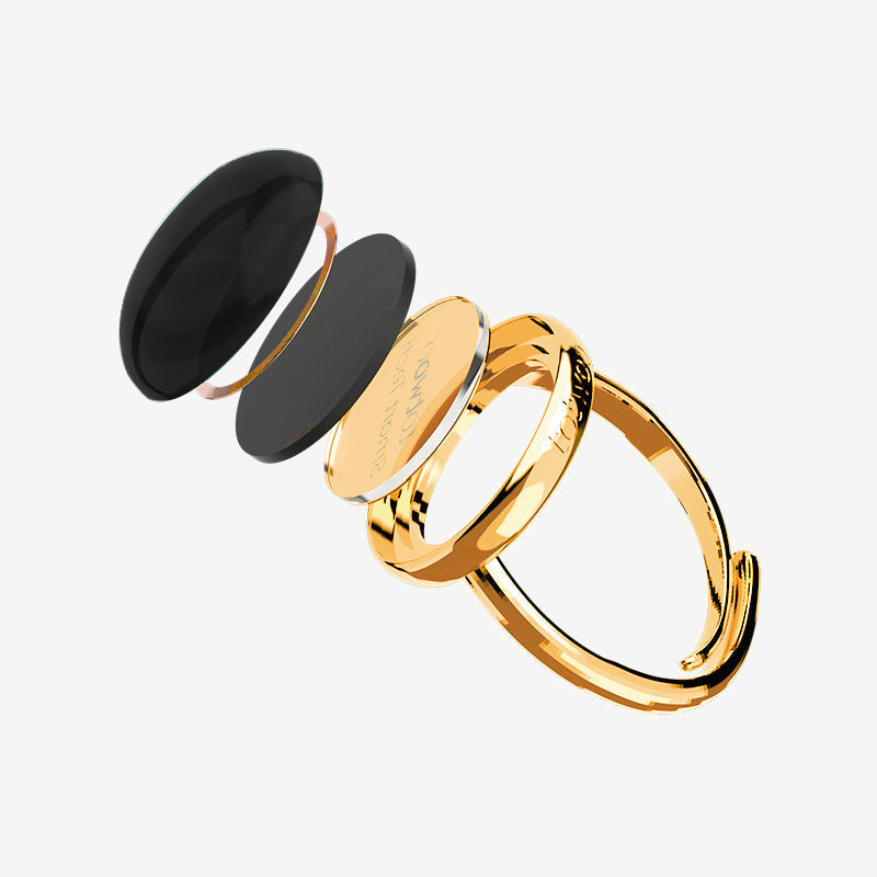 Totwoo MEET Black Agate Smart Ring (18K Gold Pated Brass)