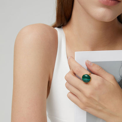 Totwoo MEET Malachite Smart Ring (18K Gold plated Silver)