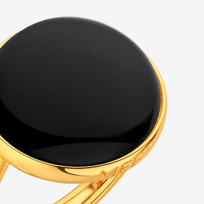 Totwoo MEET Black Agate Smart Ring (18K Gold Pated Brass)